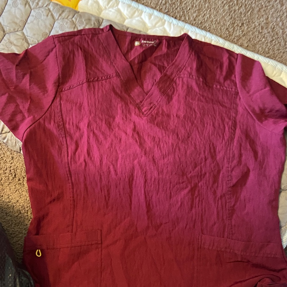 Burgundy V-Neck Scrub set